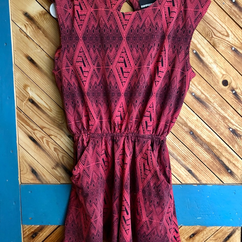 Nooworks Black and Red Patterned shorts romper